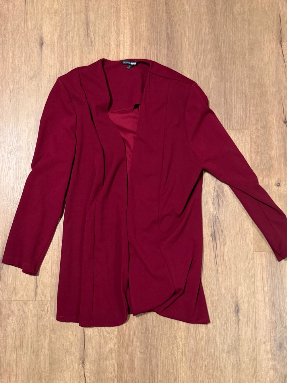 Fashion Nova Open-Front Blazer Jacket - Wine Red